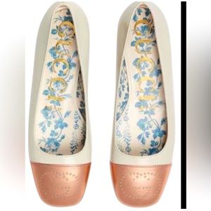 Gucci Women's Leather Ballet Flat Mystic White Shoes Size 38 US 7.5-8 Worn 1x